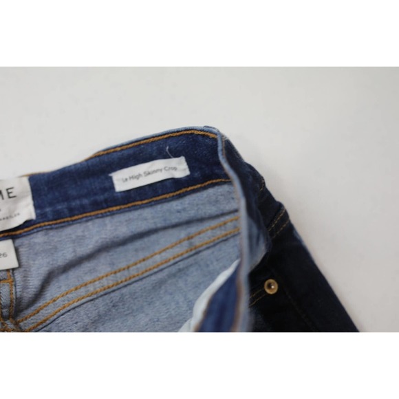 Frame Denim Womens Kenya Le High Skinny Crop Jeans Size 26 Two Tone Panel Blue - Picture 8 of 12